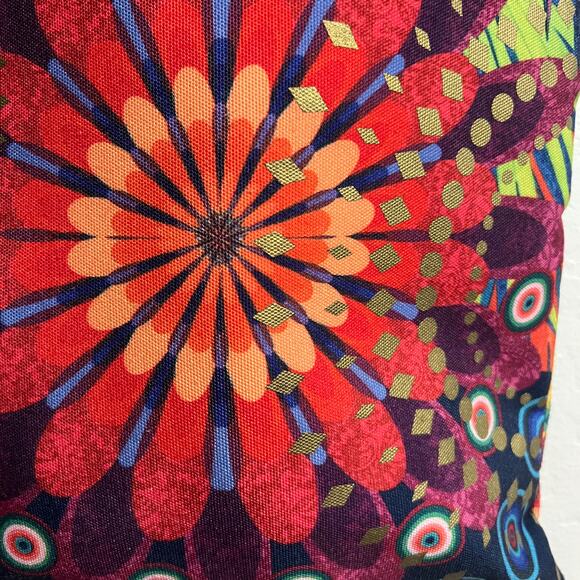 Desigual Bag Tote Colorful Embroidered Flower Canvas Boho Eclectic Vida Chula - Picture 5 of 7